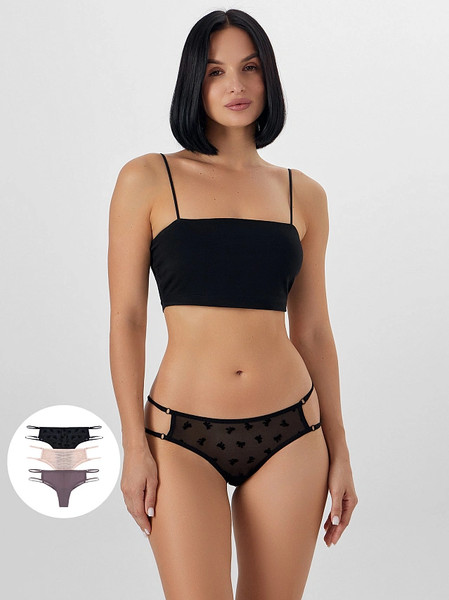 Изображение товара Комплект женских трусов Mark Formelle 412438-3 (р.98, бантики на черном-1)