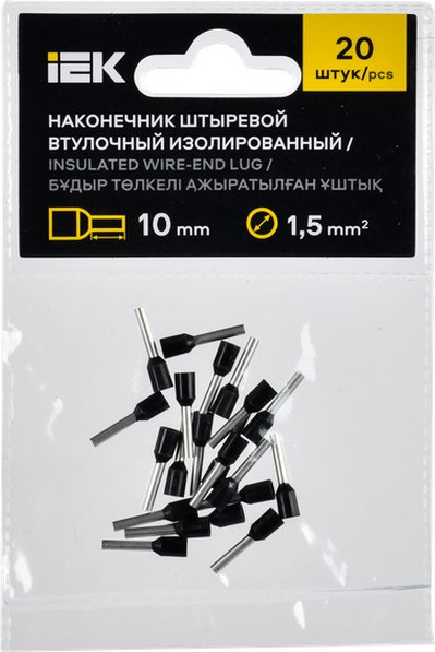 Изображение товара Набор наконечников для кабеля IEK UGN11-D15-010-020 (20шт, черный)