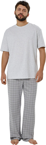 Изображение товара Комплект домашней одежды Mark Formelle 591039 (р.108-98-170/176, серый меланж 4306-А/черная клетка на сером)