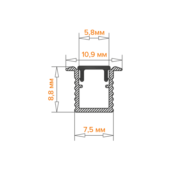Изображение товара Профиль для светодиодной ленты Wolta WAP-S-8/9/2000-B