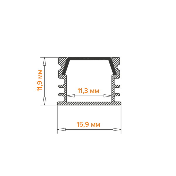 Изображение товара Профиль для светодиодной ленты Wolta WAP-S-16/6/2000-W