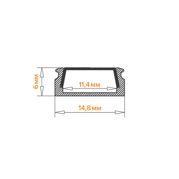 Изображение товара Профиль для светодиодной ленты Wolta WAP-S-16/6/2000-BW