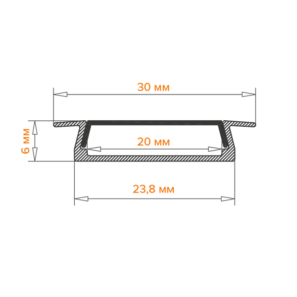 Изображение товара Профиль для светодиодной ленты Wolta WAP-I-30/6/2000-A