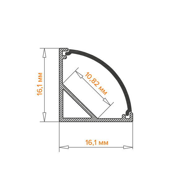 Изображение товара Профиль для светодиодной ленты Wolta WAP-S-16/16/2000-B
