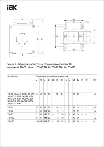 Изображение товара Трансформатор тока измерительный IEK ITT60-3-15-1500