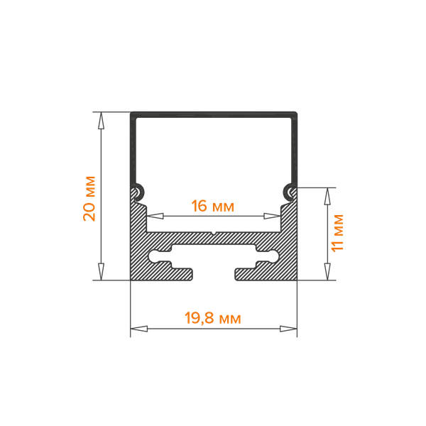 Изображение товара Профиль для светодиодной ленты Wolta WAP-S/H-20/20/2000-A