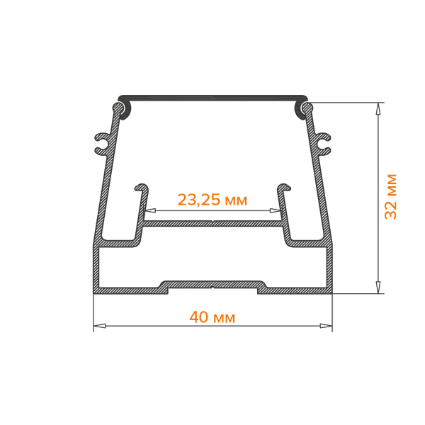 Изображение товара Профиль для светодиодной ленты Wolta WAP-S-40/32/2000-A