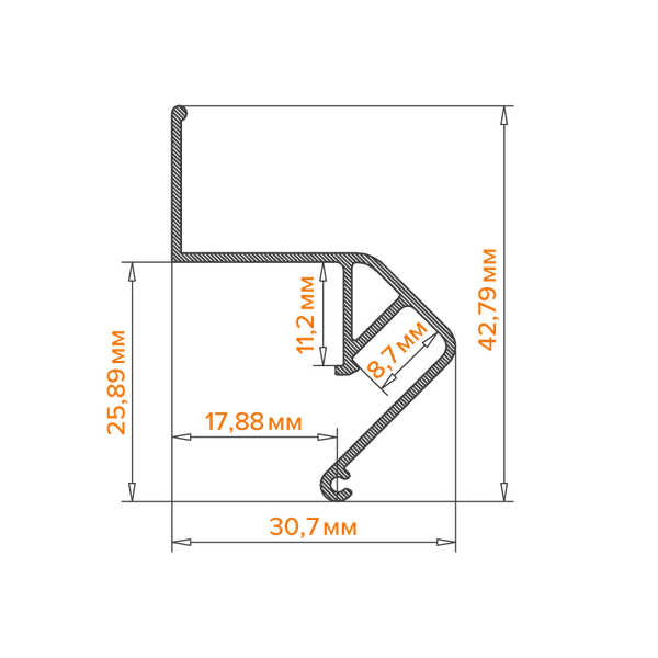 Изображение товара Профиль для светодиодной ленты Wolta WAP-I-30/43/3000-A