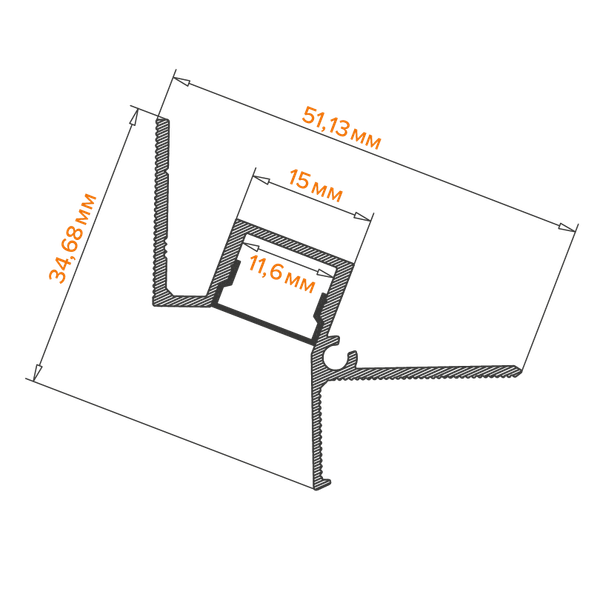 Изображение товара Профиль для светодиодной ленты Wolta WAP-I-51/35/3000-В