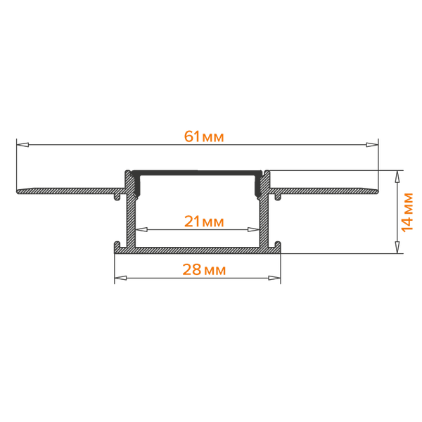 Изображение товара Профиль для светодиодной ленты Wolta WAP-I-61/14/3000-A