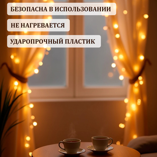 Изображение товара Светодиодная гирлянда Золотая сказка Нить Шарики / 591730 (6м, теплый белый)