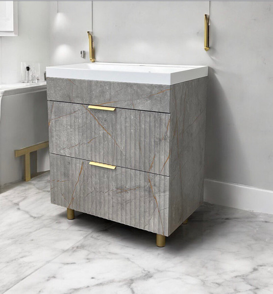 Изображение товара Тумба под умывальник Garda Onda 94_600 / 09.94.600.PVC (золотой мрамор)