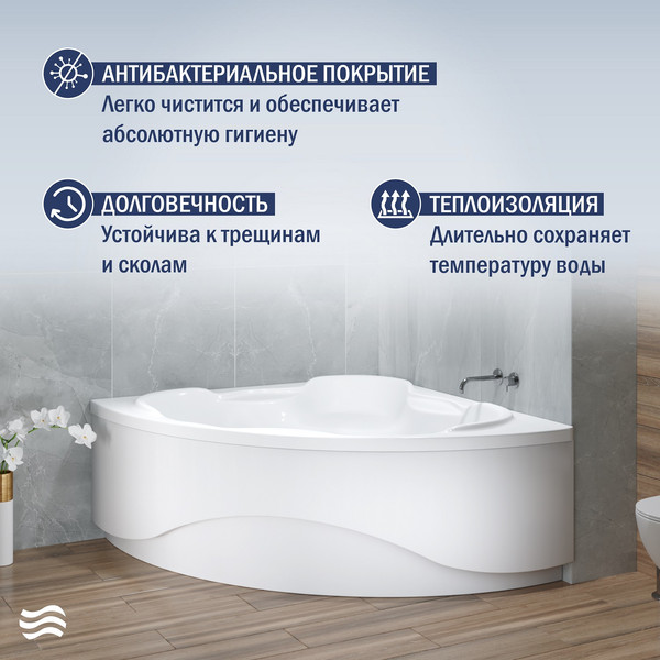 Изображение товара Ванна акриловая Lauter Riviera 150x150 / 21050150 (с каркасом, лицевым экраном и сифоном 21Y11030 хром)