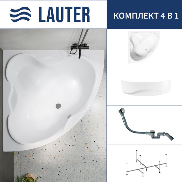 Изображение товара Ванна акриловая Lauter Riviera 150x150 / 21050150 (с каркасом, лицевым экраном и сифоном 21Y32000 хром)