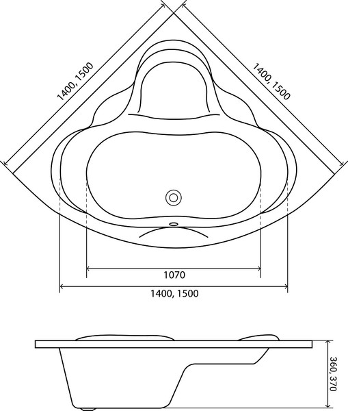 Изображение товара Ванна акриловая Lauter Riviera 150x150 / 21050150 (с каркасом, лицевым экраном и сифоном 21Y32002 белый)