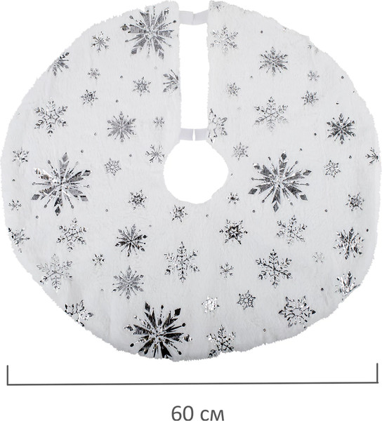 Изображение товара Юбка под елку Золотая сказка С серебристыми снежинками / 592158 (60см, белый)