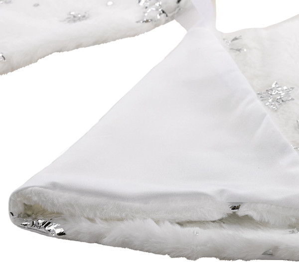 Изображение товара Юбка под елку Золотая сказка С серебристыми снежинками / 592158 (60см, белый)