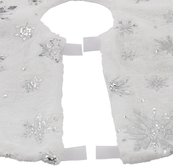 Изображение товара Юбка под елку Золотая сказка С серебристыми снежинками / 592158 (60см, белый)