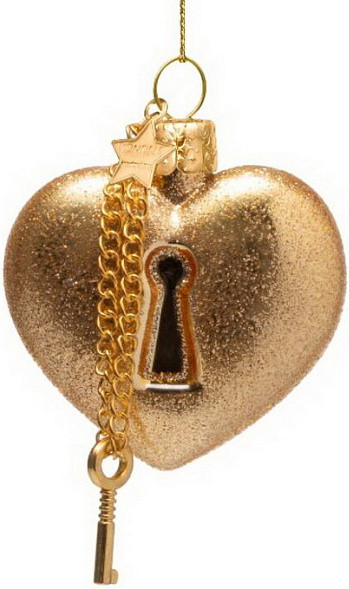 Изображение товара Елочная игрушка Vondels Сердце с ключиком / 4250101065583 (золотой)
