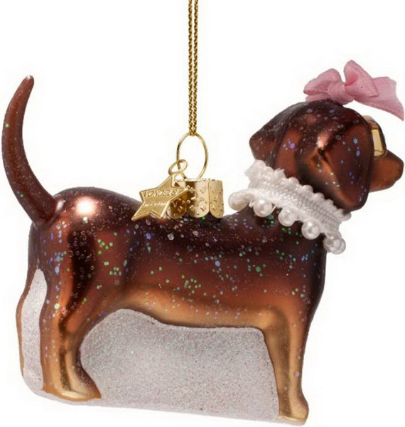 Изображение товара Елочная игрушка Vondels Собачка с жемчужным ожерельем / 4250604050086