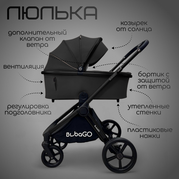 Изображение товара Детская универсальная коляска Bubago Gaudi 3в1 / BG 195-3 (черный)