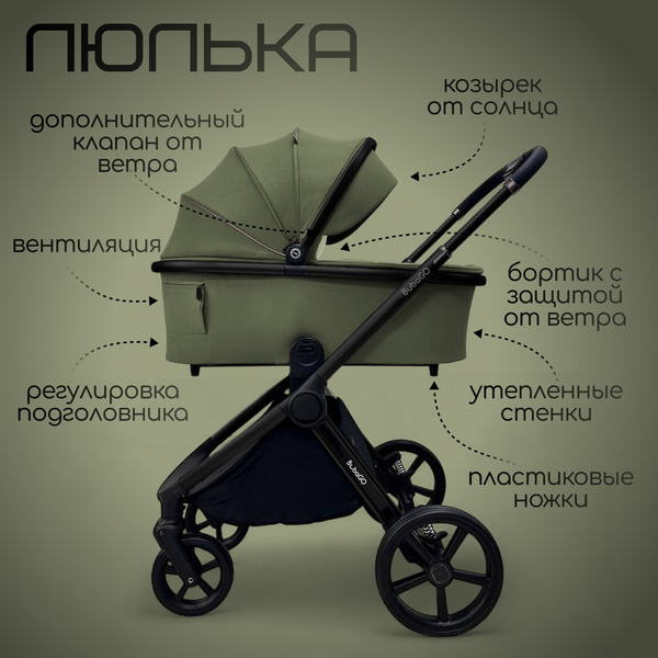 Изображение товара Детская универсальная коляска Bubago Gaudi 3в1 / BG 195-1 (зеленый)