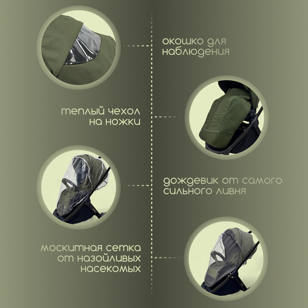 Изображение товара Детская универсальная коляска Bubago Gaudi 3в1 / BG 195-1 (зеленый)