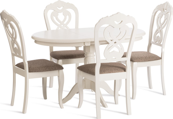 Изображение товара Набор стульев Tetchair Andromeda 47x55.5x107 (2шт, дерево гевея/Ivory White/ткань коричневая)