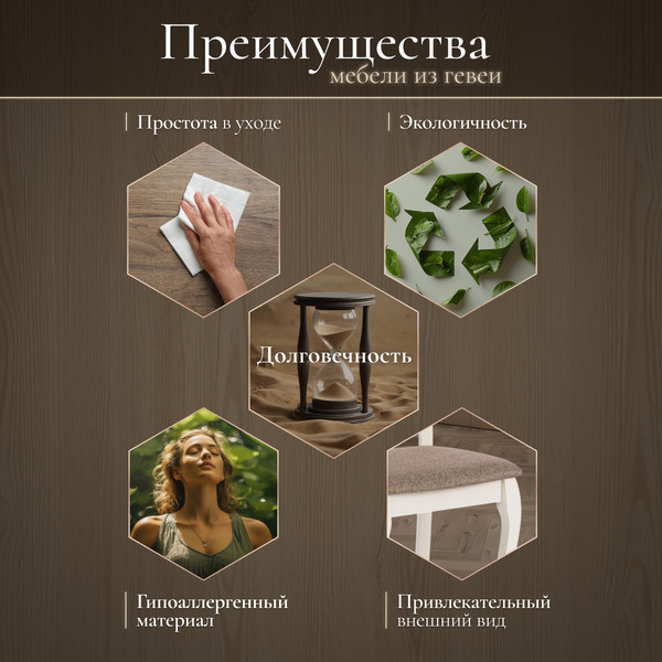 Изображение товара Набор стульев Tetchair Andromeda 47x55.5x107 (2шт, дерево гевея/Ivory White/ткань коричневая)