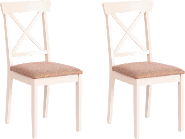 Изображение товара Набор стульев Tetchair Golfi 2 (2шт, дерево гевея/Ivory White/коричневый/золотой)