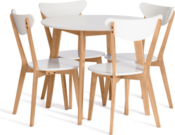 Изображение товара Набор стульев Tetchair Maxi жесткое сидение (2шт, белый/натуральный)