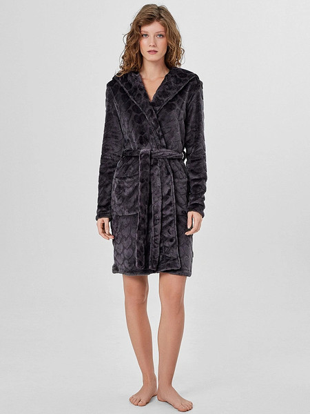 Изображение товара Халат Mark Formelle 552278 (р.164/170-84-90, серые сердечки)