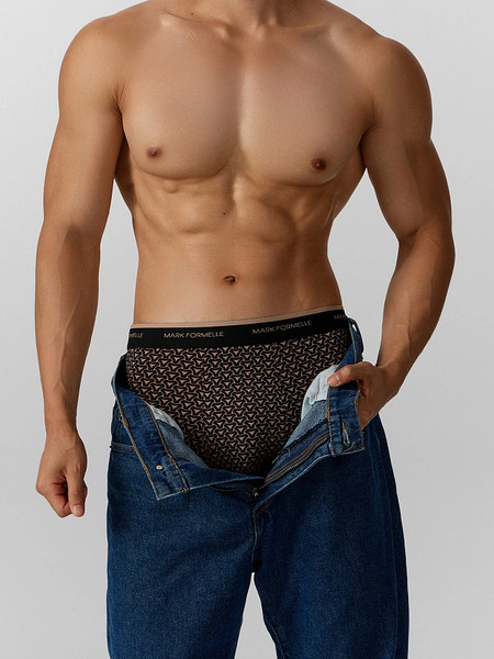 Изображение товара Комплект мужских трусов Mark Formelle 411228-2 (р.94-104, беж узор на черном/бежевый)