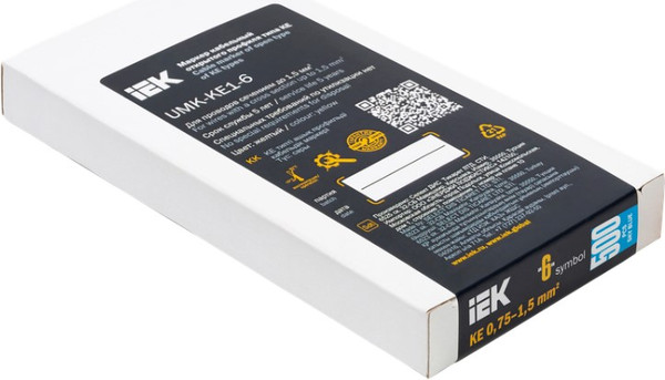 Изображение товара Маркер кабельный IEK KE 0.75-1.5мм2 "6" / UMK-KE1-6 (500шт)