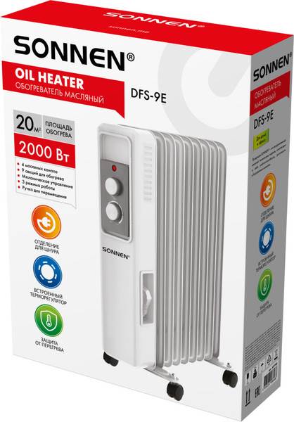 Изображение товара Масляный радиатор Sonnen DFS-9E / 457780 (белый)