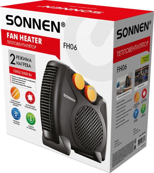 Изображение товара Тепловентилятор Sonnen FH06 / 457781 (черный/оранжевый)