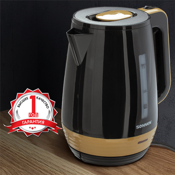 Изображение товара Электрочайник Sonnen KT-1776 / 453418 (черный/оранжевый)