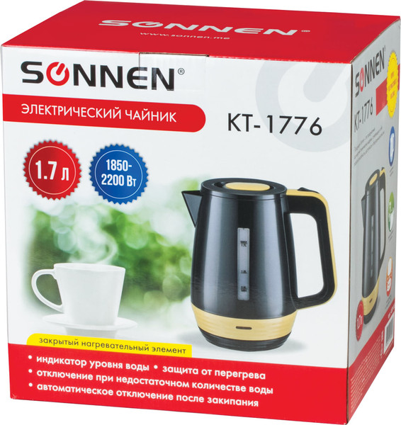 Изображение товара Электрочайник Sonnen KT-1776 / 453418 (черный/оранжевый)