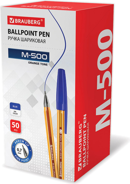 Изображение товара Ручка шариковая Brauberg M-500 Orange Tone / 143451 (синий)