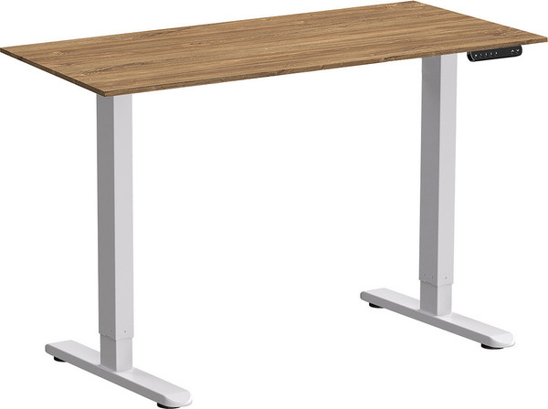 Изображение товара Стол с подъемным механизмом WellDesk WDE Prime 130x67.5х1.8 (белый/дуб канзас коричневый)