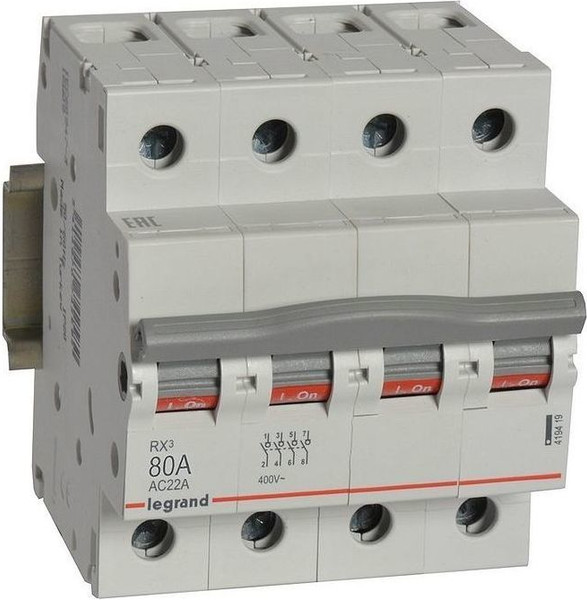 Изображение товара Выключатель-разъединитель Legrand RX3 80А 4П / 419419