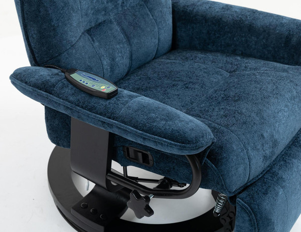 Изображение товара Массажное кресло Calviano 22 с пуфом (синий плюш)