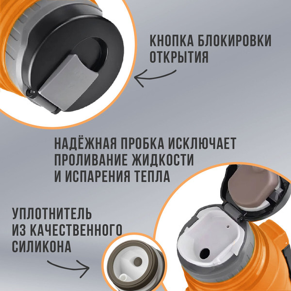 Изображение товара Термос для напитков Taigaru 608817 (оранжевый/серый)