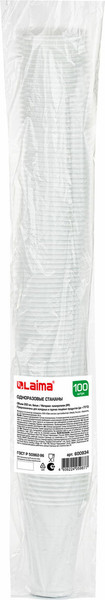 Изображение товара Набор одноразовых стаканов Laima Бюджет / 600934 (100шт, белый)
