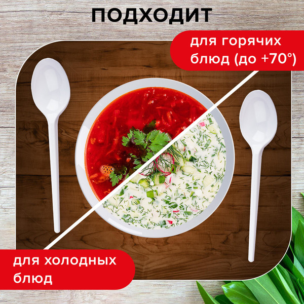 Изображение товара Набор одноразовых ложек Laima Бюджет / 600947 (100шт, белый)