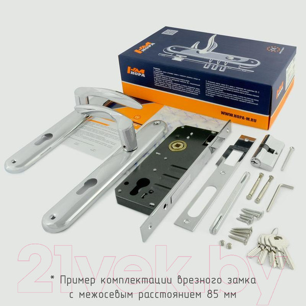 Изображение товара Замок врезной Нора-М N100-85 К (старая бронза)