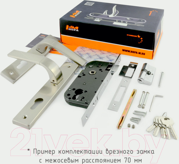 Изображение товара Замок врезной Нора-М N107-70 Л (старая бронза)