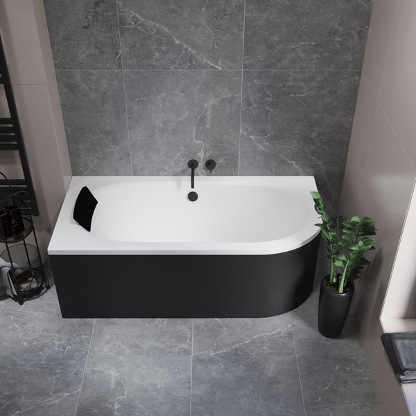 Изображение товара Ванна акриловая Lauter Bliss 170 L / 21201071L (с каркасом и сифоном 21Y11021 матовый черный)