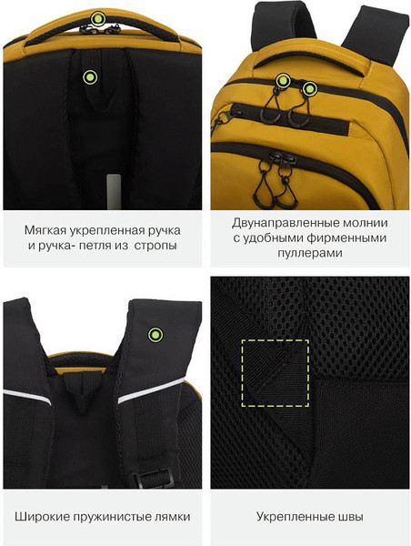 Изображение товара Школьный рюкзак Grizzly RU-630-2 (черный/хаки)