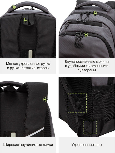 Изображение товара Школьный рюкзак Grizzly RU-630-2 (черный/серый)
